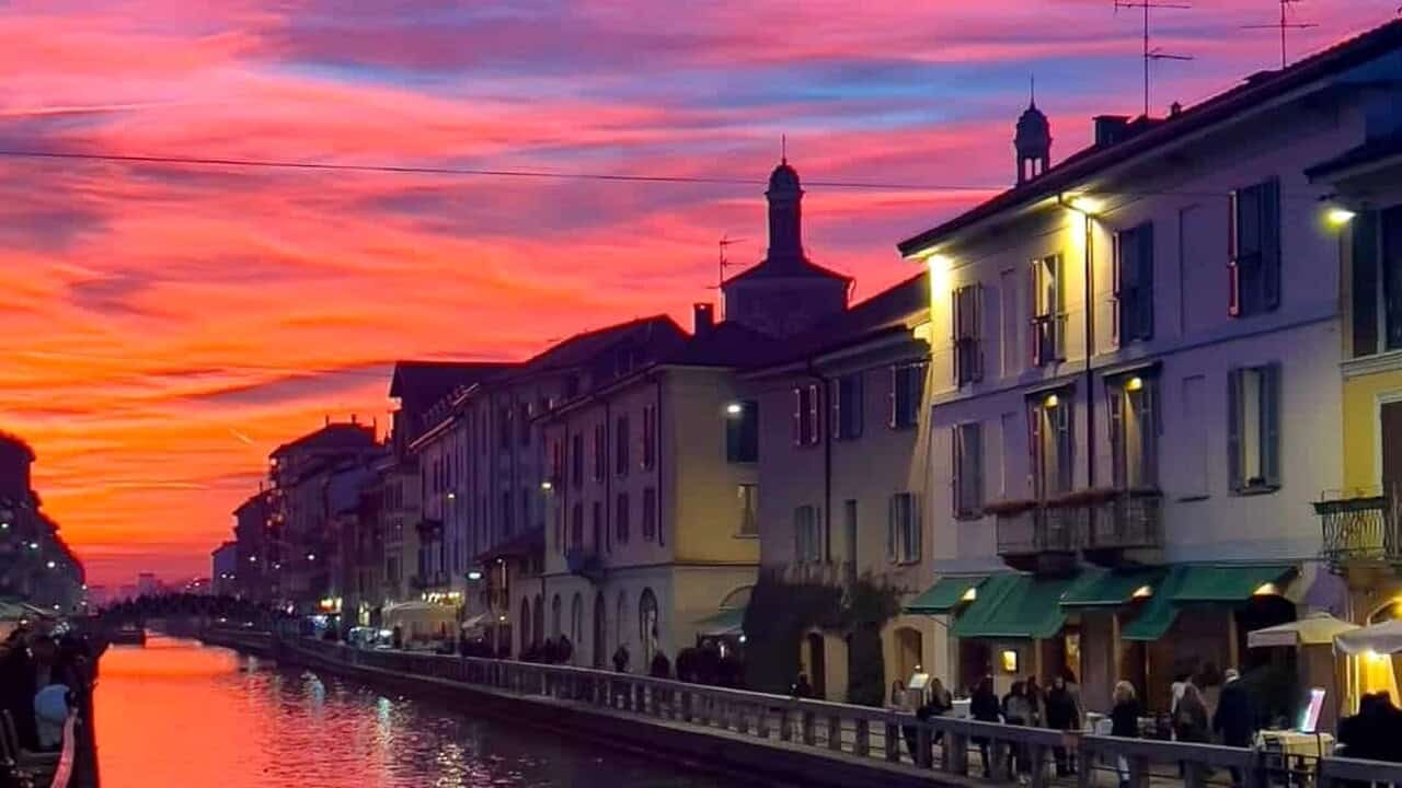 Navigli Milan sunset